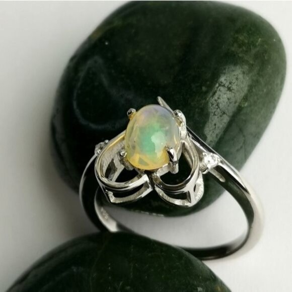 Ethiopian Jelly Opal and diamond accent ring size 8 🆕 - Picture 8 of 10
